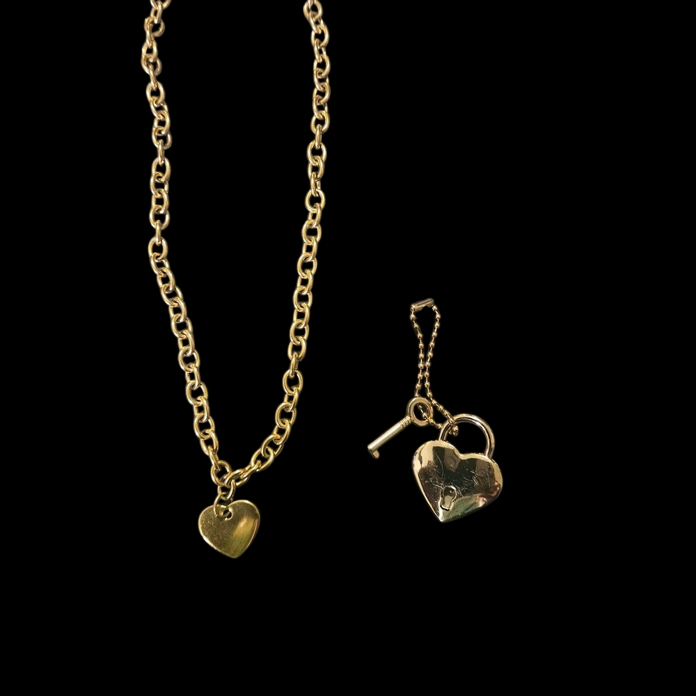 Edford Stainless Steel Gold Heart Necklace with Classic Chain - Picture 6 of 6